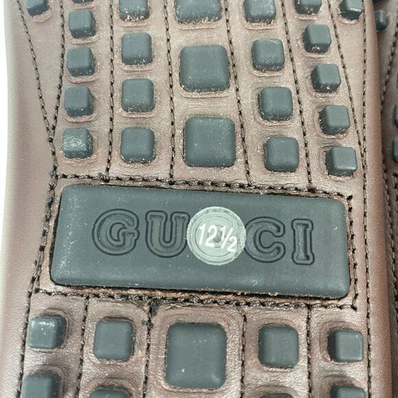 Gucci Ayrton Web GG Logo Horsebit Leather Driver Loafer Brown Size 12.5 - Picture 12 of 16